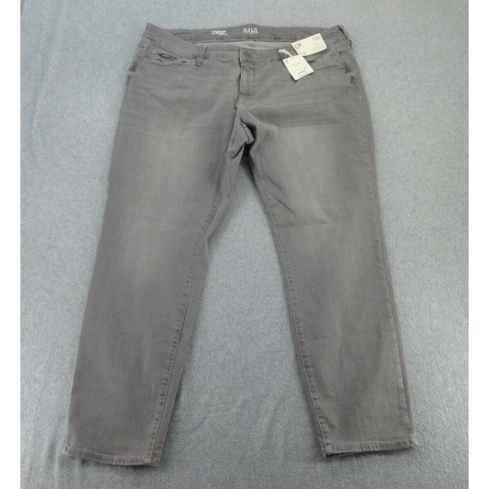 a.n.a Women Jeans Skinny NWT Grey Mid Rise Stretch Denim Plus Size 22W